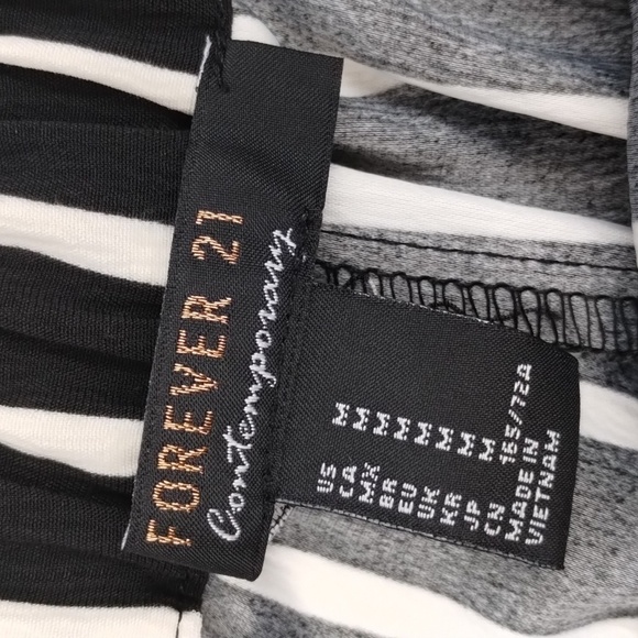 Forever 21 Contemporary Black/Ivory Stripe Crop Wide Leg Pant w/Tie Size Medium - Picture 4 of 9